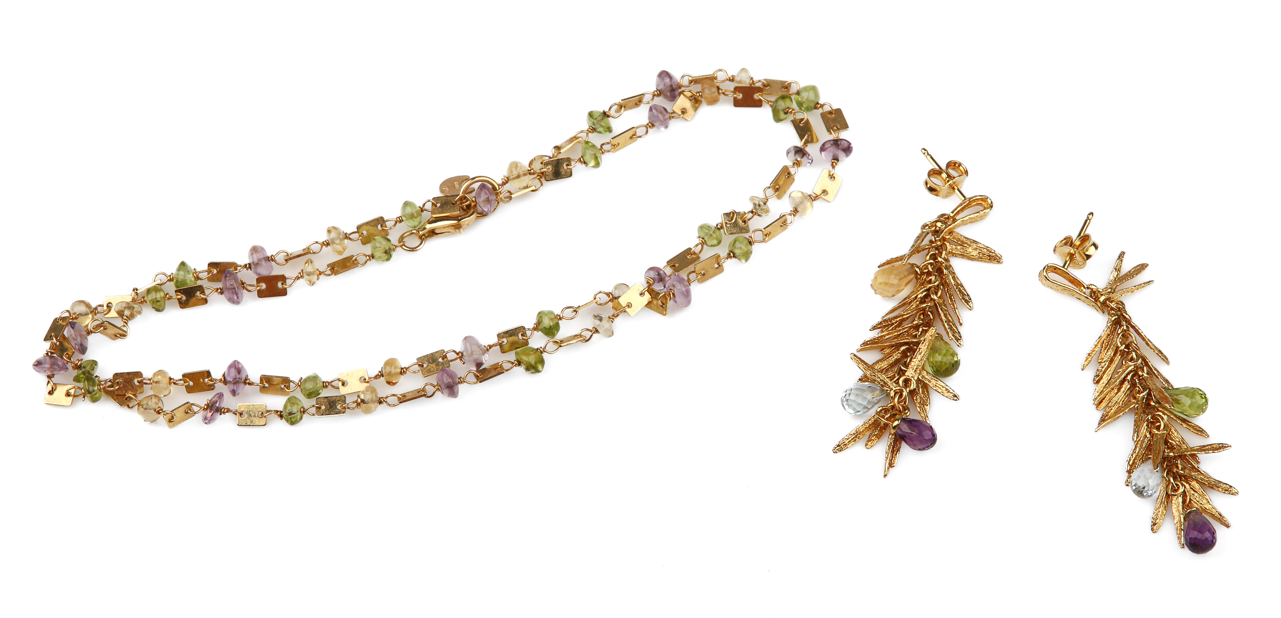 18K Yellow gold fringe earrings and