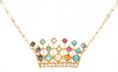 18K YELLOW GOLD & GEMSTONE CRO