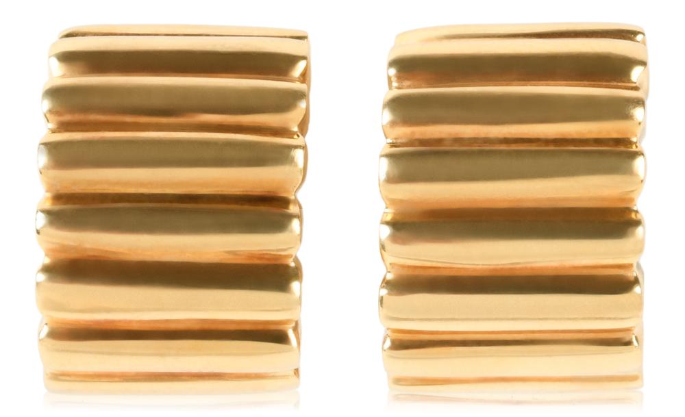 18K YELLOW GOLD GROOVED HALF HOOP