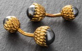 18K YELLOW GOLD & HEMATITE "AR