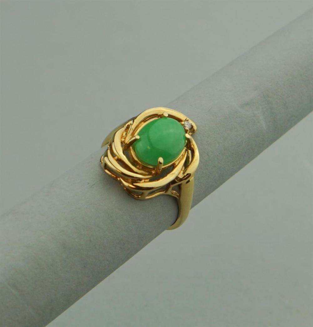 18K YELLOW GOLD, JADE AND DIAMOND