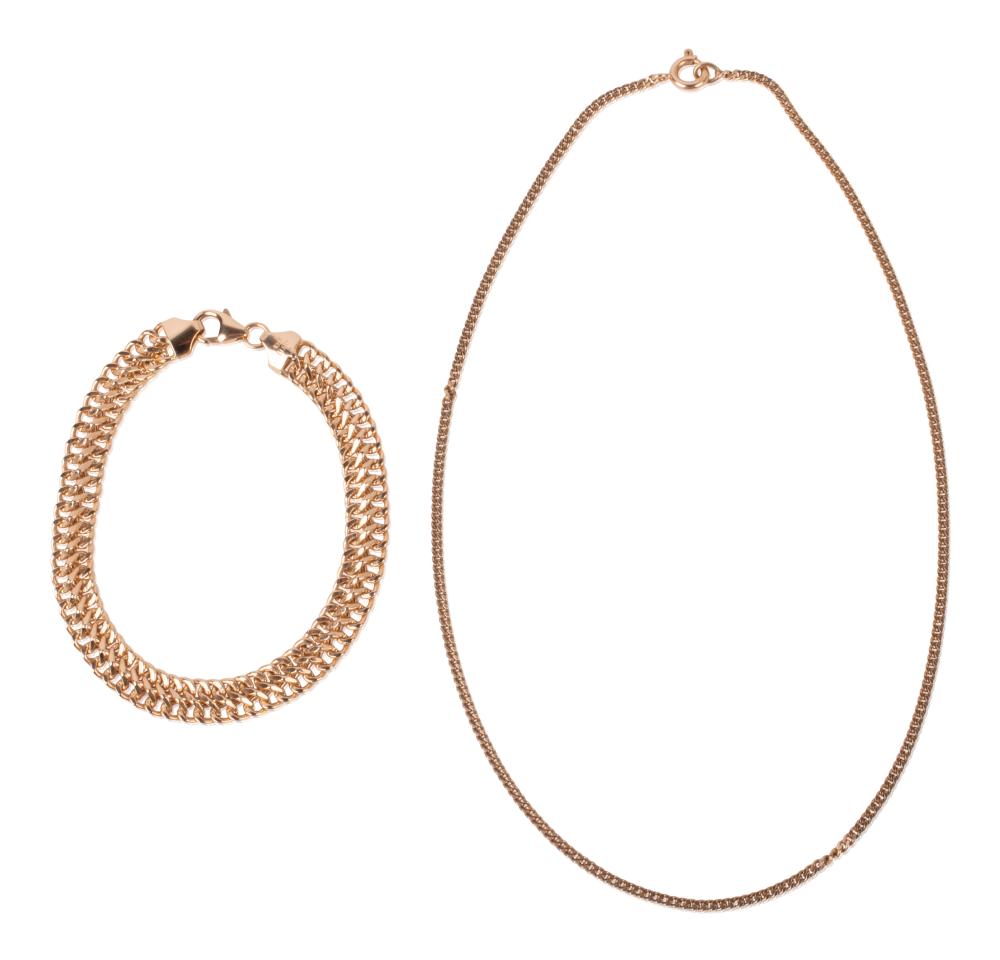 18K YELLOW GOLD LINK BRACELET AND