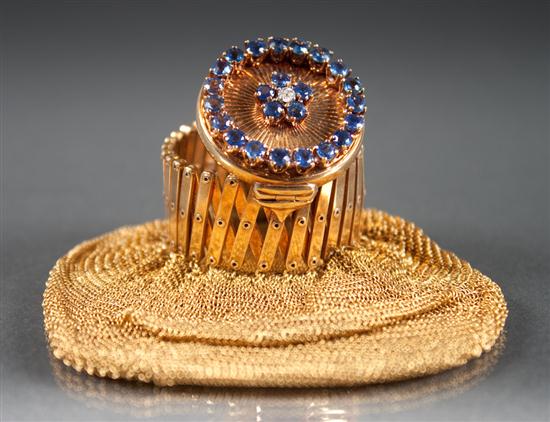 18K yellow gold mesh retractable
