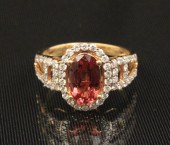 18K YELLOW GOLD ORANGE SAPPHIR