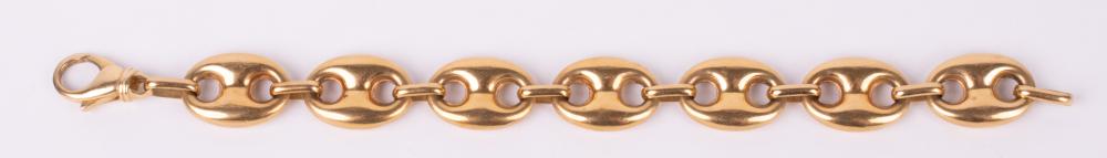 18K YELLOW GOLD OVAL PANEL BRACELET