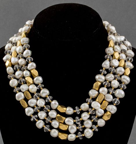 18K YELLOW GOLD PEARL &AMP; ROCK