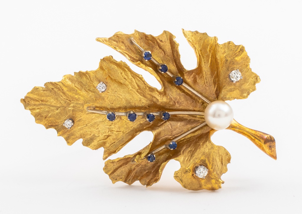 18K YELLOW GOLD PEARL DIAMOND &