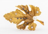 18K YELLOW GOLD PEARL DIAMOND