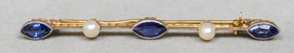 18K YELLOW GOLD & PLAT SAPPHIRE &