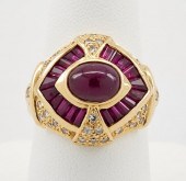 18K YELLOW GOLD RUBY & DIAMOND