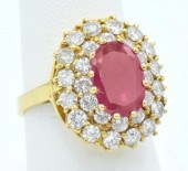 18K YELLOW GOLD RUBY & DIAMOND