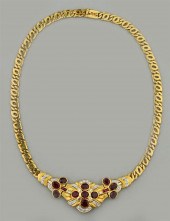 18K YELLOW GOLD RUBY AND DIAMO