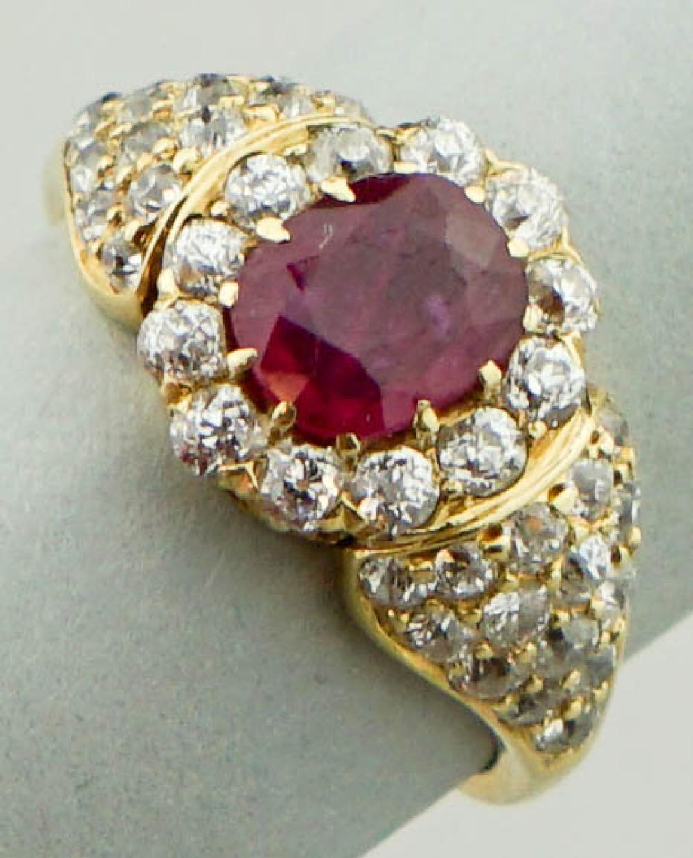 18K YELLOW GOLD, RUBY AND DIAMOND