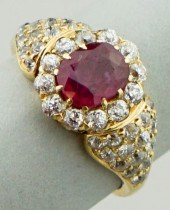 18K YELLOW GOLD, RUBY AND DIAM