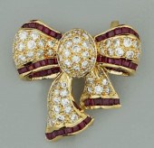 18K YELLOW GOLD RUBY AND DIAMO
