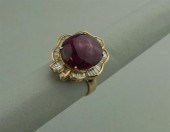 18K YELLOW GOLD RUBY AND DIAMO