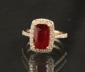 18K YELLOW GOLD RUBY AND DIAMO