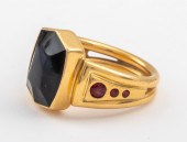 18K YELLOW GOLD RUBY GARNET ME