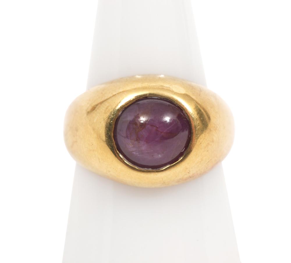 18K YELLOW GOLD STAR RUBY RING18K