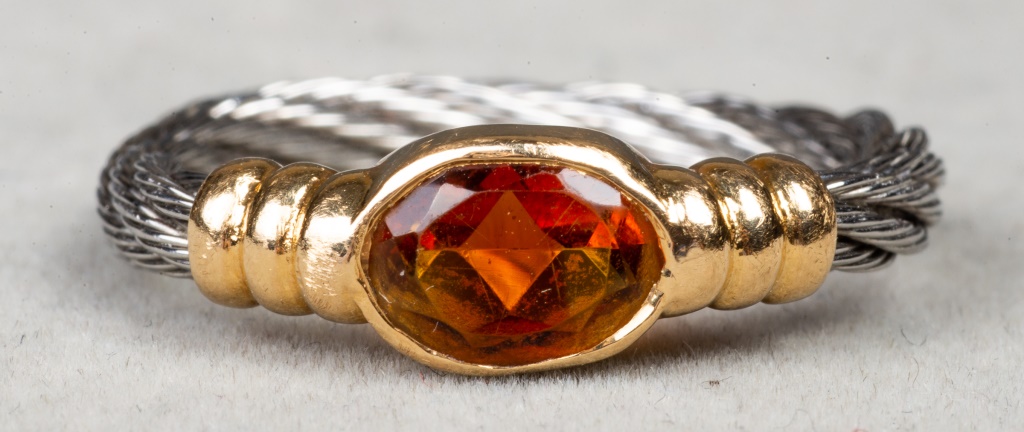 18K YELLOW GOLD & STEEL OVAL