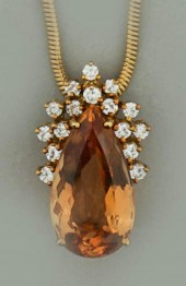 18K YELLOW GOLD TOPAZ AND DIAM