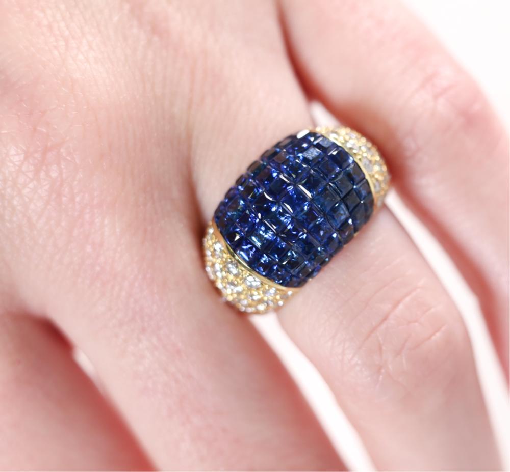 18K YG 3 CTW SAPPHIRE & DIAMOND