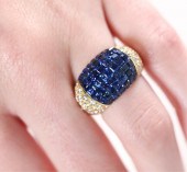 18K YG 3 CTW SAPPHIRE & DIAMON