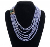18K YG CHALCEDONY BEAD & GREEN