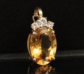 18K YG CITRINE AND DIAMOND PEN
