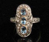 18K YG DIAMOND AND AQUAMARINE