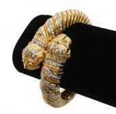 18K YG & DIAMOND DOUBLE PANTHE