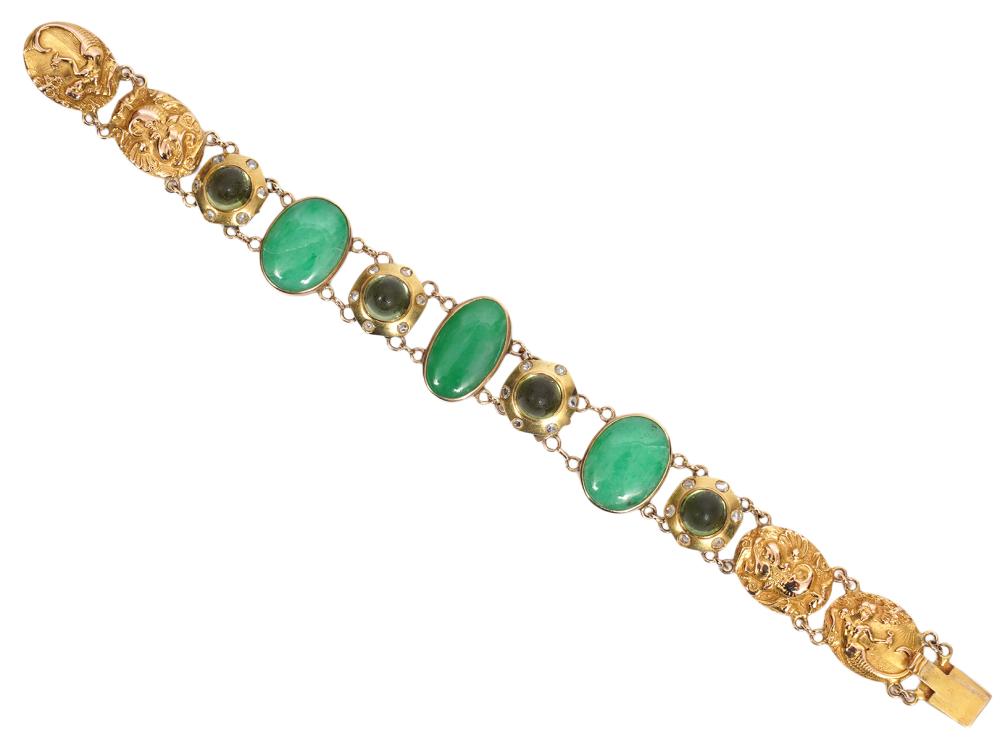18K YG, DIAMOND & JADE MERMAID LINK