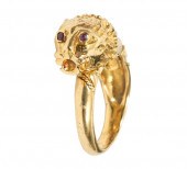 18K YG DIAMOND & RUBY LEOPARD