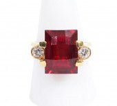 18K YG, DIAMOND & SYNTHETIC RU