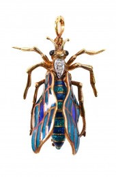 18K YG ENAMEL INSECT ARTICULAT