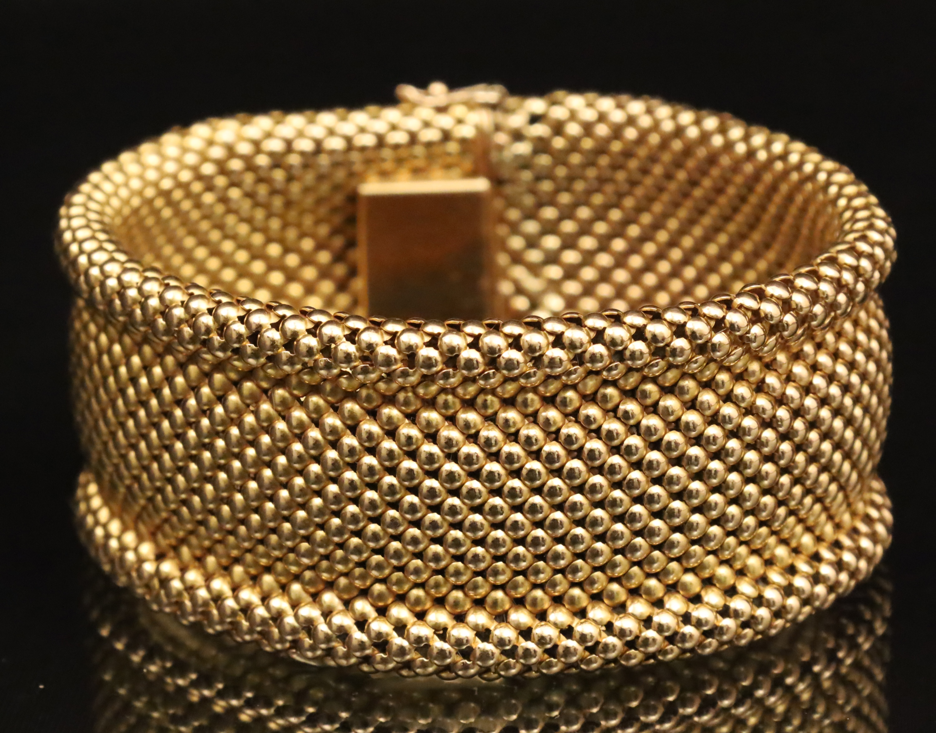 18K YG FLEXIBLE BEADED MESH