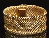 18K YG FLEXIBLE BEADED MESH BR