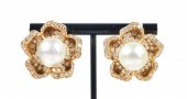 18K YG FLORAL BAROQUE PEARL AN