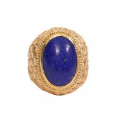 18K YG & LAPIS CONTEMPORARY UN