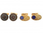 18K YG LAPIS CUFFLINKS & 18K Y