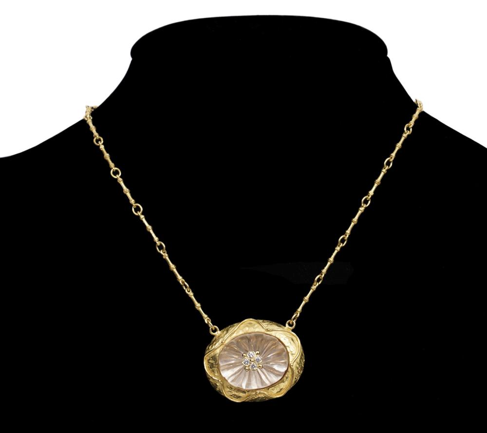 18K YG ROCK CRYSTAL & DIAMOND