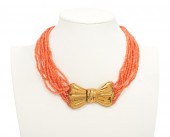18K YG & SALMON CORAL BEAD 12