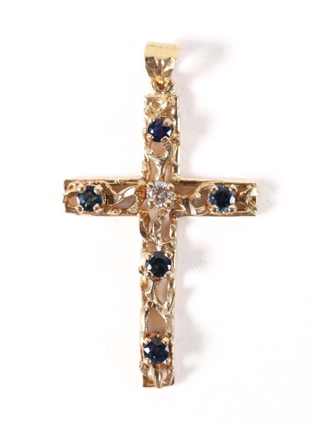 18K YG SAPPHIRE & 0.11CT DIAMOND