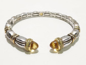 18K YG & STERLING BRACELET W/