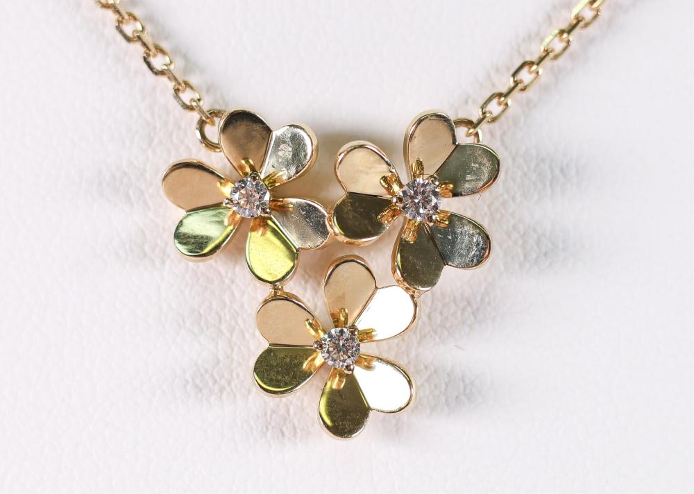 18K YG THREE FLOWER 0.16CTW DIAMOND