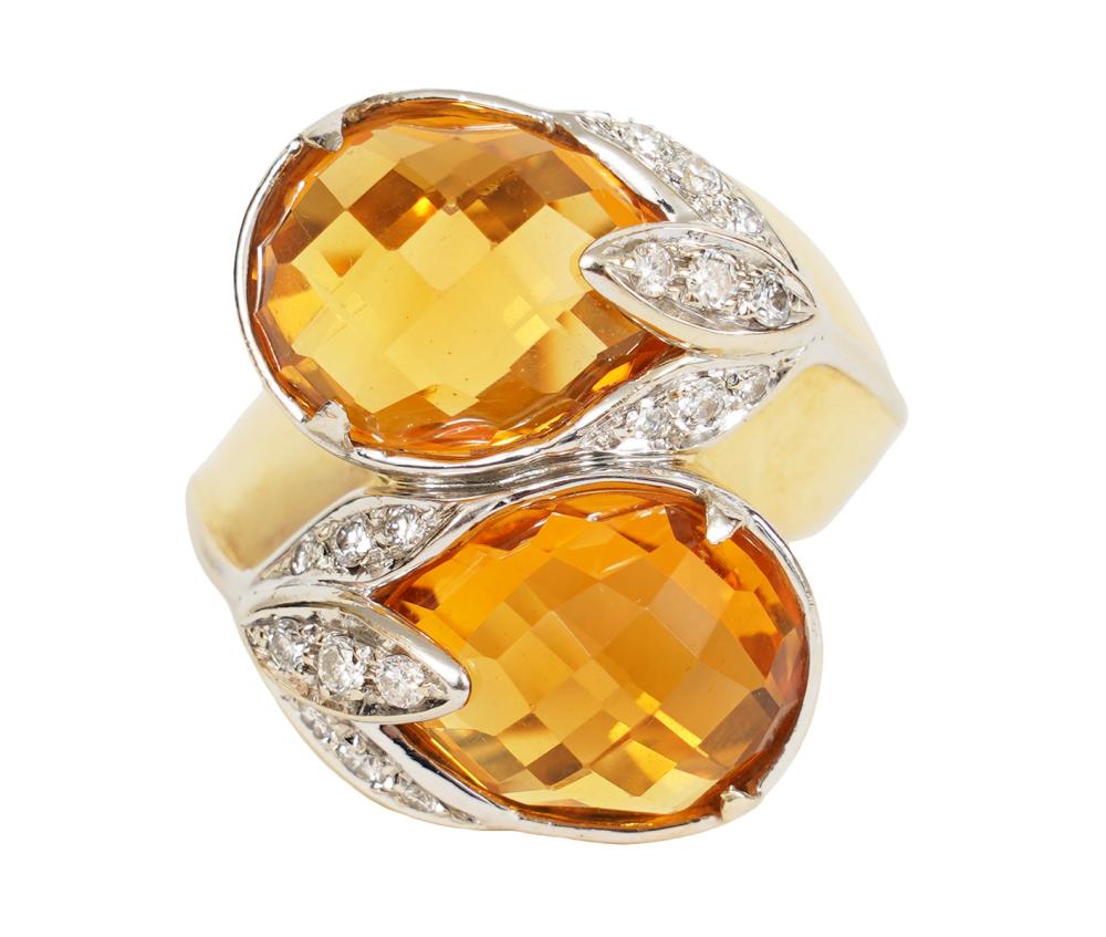 18K YG & WG CITRINE & DIAMOND