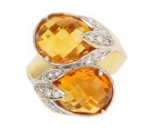 18K YG & WG CITRINE & DIAMOND