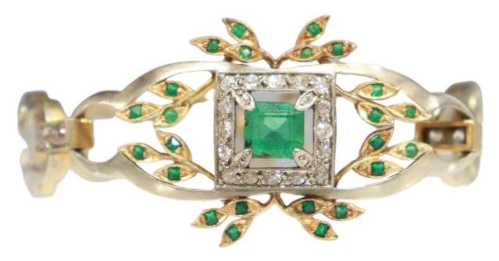 18KT 1.24CTTW EMERALD & 0.50CTTW