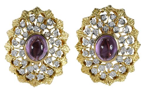 18KT. DIAMOND AND AMETHYST