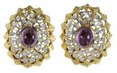 18KT. DIAMOND AND AMETHYST EAR
